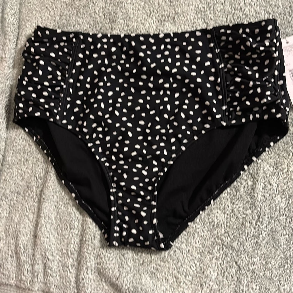 a.n.a Bikini Swim Bottoms Black White Polka Dot Swimwear Size Medium